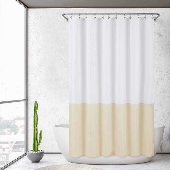 Alyvia Spring Wasserdichter Stoff-Duschvorhang, weicher und Leichter Stoff-Duschvorhang, 3 Magnete unten, Hotelqualität und maschinenwaschbar, Standardgröße 183 x 183 cm, Weiß und Creme