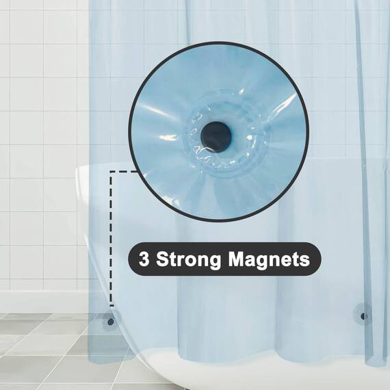 Barossa Design Innerer Duschvorhang, Premium-PEVA-Duschvorhang mit 3 Magneten und Metallösen, wasserdicht, leicht, Standardgröße, Duschvorhänge für Badezimmer, durchscheinendes Hellblau