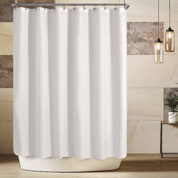 Alyvia Spring Extra breiter Duschvorhang aus Stoff, wasserdicht, 274,3 x 182,9 cm, weich und leicht, breiter Duschvorhang mit Magneten, maschinenwaschbar, 274,3 x 183,9 cm, Weiß