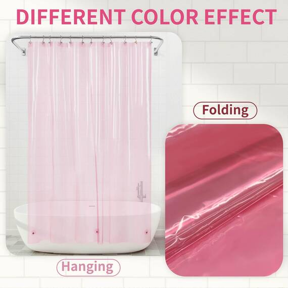 Barossa Design Langer innerer Duschvorhang, mit 3 Magneten und wasserdicht, leicht, PEVA-Duschvorhang für Badewanne, PVC-frei, Metallösen, 183 x 198 cm, transparentes Rosa