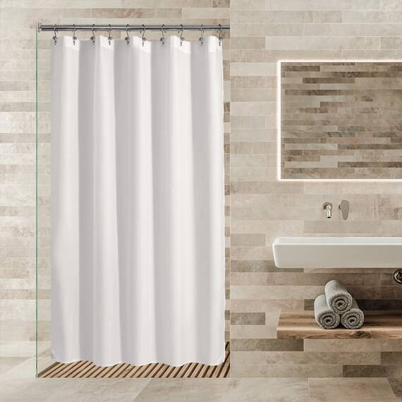 Alyvia Spring Stall Duschvorhang aus Stoff, wasserdicht, 137,2 x 198,1 cm, weich und leicht, Langer Duschvorhang mit Magneten, maschinenwaschbar, 137,2 x 198,1 cm, Weiß