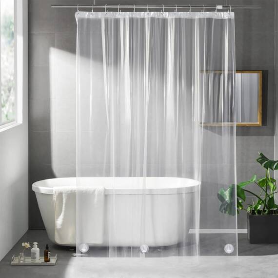 OTraki Duschvorhang Transparent 183x183 cm, Eva Duschvorhang Magnetisch mit 3 Magnete+12 Haken, Badevorhang Antischimmel wasserdichte für Badezimmer, Dicke 0,08 mm
