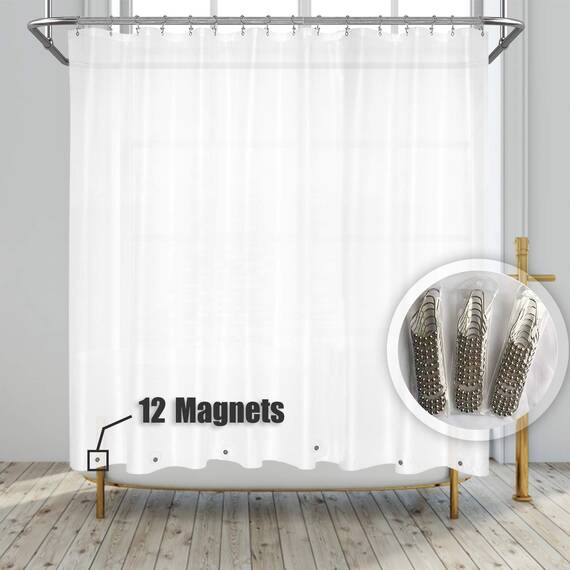 Barossa Design Duschvorhang-Innenfutter für Clawfoot-Badewannen mit 12 Magneten, 36 Metallhaken, 457,2 x 177,8 cm (B x H), wasserdichtes PEVA, Metallösen, mattiert