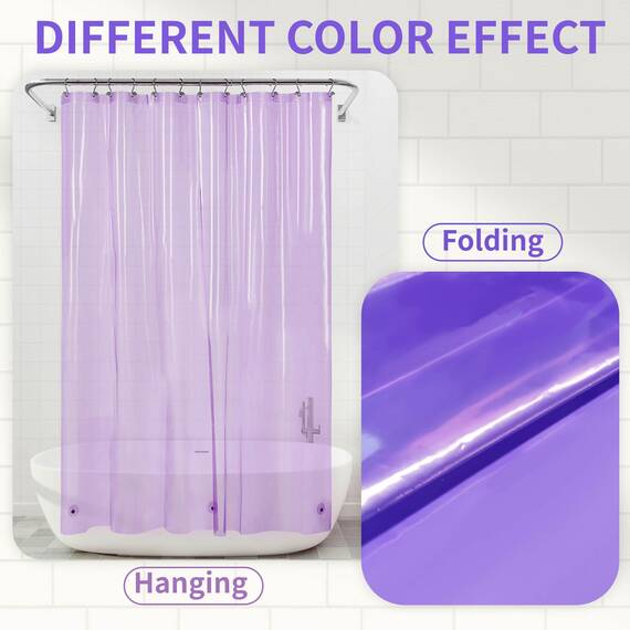 Barossa Design Duschvorhang-Auskleidung – Premium transparenter Lavendel-PEVA-Duscheinsatz mit 3 Magneten und Metallösen, Duschvorhänge für Badezimmer – durchscheinender Lavendel, 180x183 cm