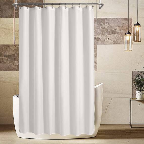 Alyvia Spring Extra Langer Stoff-Duschvorhang, wasserdicht, 182,9 x 213,4 cm, weich und leicht, XL-Duschvorhang mit Magneten, maschinenwaschbar, 183 x 213 cm, Weiß