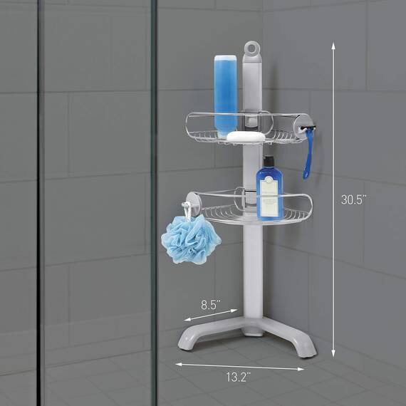 simplehuman BT1064 Eck-Duschcaddy, Duschregal Ecke, Badregal ohne Bohren, Edelstahl + eloxiertes Aluminium, 5 Jahre Garantiec