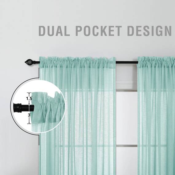 Grüne Badezimmer-Vorhänge, 2 Paneele, kurz, halbtransparent, für kleine Fenster, Dusche, Schlafzimmer oder Küche, 114 cm Länge