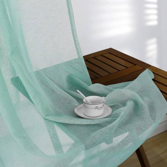 Grüne Badezimmer-Vorhänge, 2 Paneele, kurz, halbtransparent, für kleine Fenster, Dusche, Schlafzimmer oder Küche, 114 cm Länge