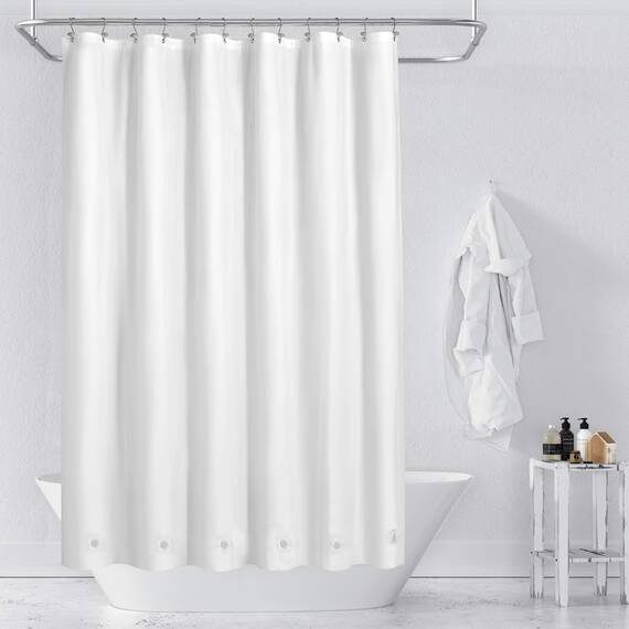 Barossa Design Langer Duschvorhang Badevorhang mit 6 Magneten – 182,9 x 198,1 cm, wasserdichte PEVA-Duscheinlage für Badewanne, PVC-frei, Metallösen – weiß, 182,9 x 198,1 cm
