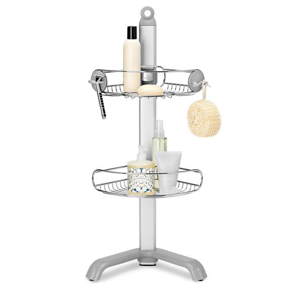 simplehuman BT1064 Eck-Duschcaddy, Duschregal Ecke, Badregal ohne Bohren, Edelstahl + eloxiertes Aluminium, 5 Jahre Garantiec