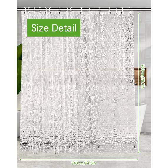 OTraki Duschvorhang 240 x 200 cm (Breite 240, Höhe 200) Anti Schimmel, Eva Duschvorhänge Umweltfreundlich Badvorhänge Waschbar Shower Curtains 3D Wasserdicht mit 16 duschvorhang Ringe