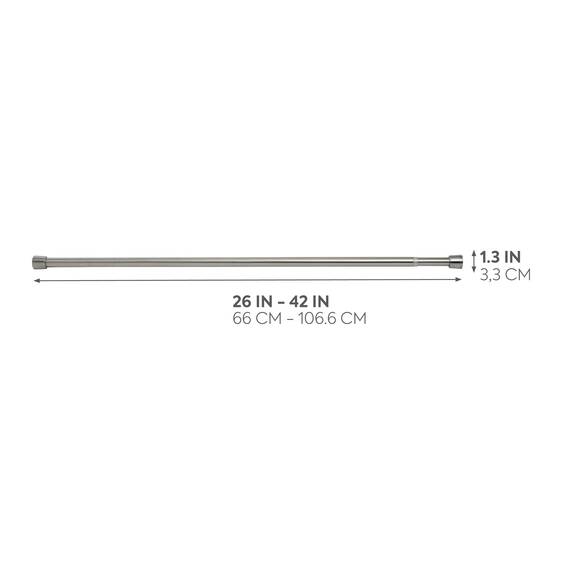 iDesign 78470 Duschvorhangstange, extra kurze Teleskopstange aus Edelstahl, ausziehbare Duschvorhangstange ohne Bohren für Dusche und Badewanne, mattsilberfarben, 66 - 107 cm