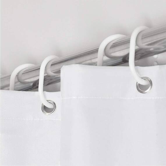 ANSIO Duschvorhang - 180 x 180 cm (71 x 71 Zoll) - Massiv Weiß, Badewanne Vorhang, Antischimmel & Waschbar Duschvorhang mit 12 Duschvorhangringe | 100% Polyester