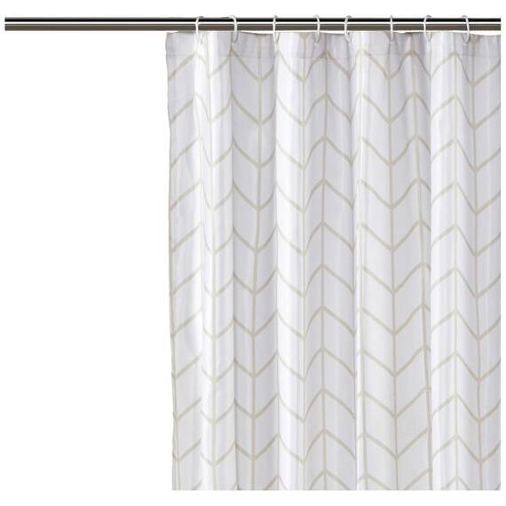 Amazon Basics Schimmelresistenter Duschvorhang mit Haken, 183 x 183 cm, natürliches Fischgrätenmuster