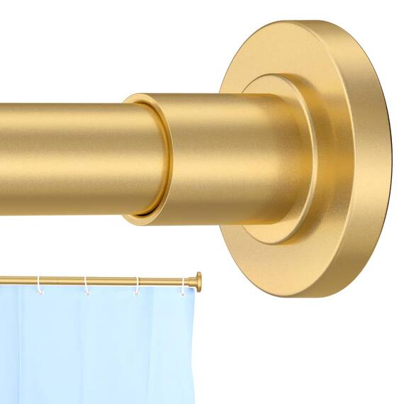 CorkLatta Goldfarbene Duschvorhangstange, 78,9 bis 277,2 cm, 2,5 cm Durchmesser, verstellbare Federspannung, Gardinenstange, kein Bohren, Edelstahl-Teleskopstange, kein Rost
