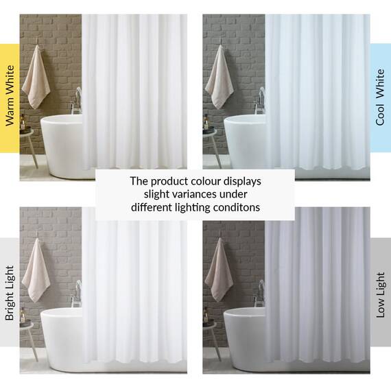 ANSIO Duschvorhang - 180 x 180 cm (71 x 71 Zoll) - Massiv Weiß, Badewanne Vorhang, Antischimmel & Waschbar Duschvorhang mit 12 Duschvorhangringe | 100% Polyester