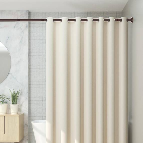 CorkLatta Bronzefarbene Duschvorhangstange, 78,9 bis 239,9 cm, 2,5 cm Durchmesser, verstellbare Federspannung, Edelstahl-Teleskopstange, einfache Installation, kein Rost