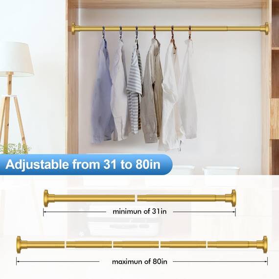 CorkLatta Duschvorhangstange, 78,9 bis 203,2 cm, 2,5 cm Durchmesser, verstellbar, goldfarbene Federspannung, Edelstahl-Teleskopstange, einfache Installation, kein Rost
