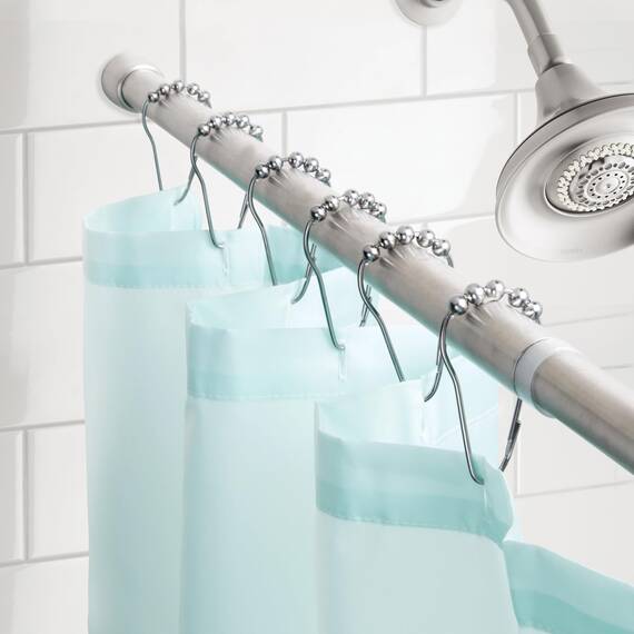 iDesign 78470 Duschvorhangstange, extra kurze Teleskopstange aus Edelstahl, ausziehbare Duschvorhangstange ohne Bohren für Dusche und Badewanne, mattsilberfarben, 66 - 107 cm