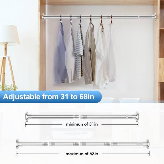 CorkLatta Duschvorhangstange, 78 bis 172 cm, 2,5 cm Durchmesser, verstellbar, Chrom-Federspannung, Edelstahl-Teleskopstange, einfache Installation, kein Rost