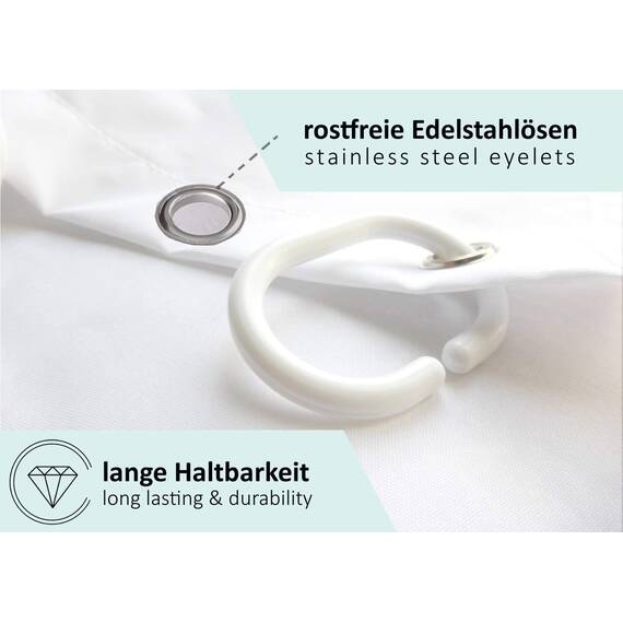 arteneur® - Leuchtturm - Anti-Schimmel Duschvorhang 150x200 - Recycelt mit Öko-Tex Standard 100 - Beschwerter Saum, Blickdicht, Wasserdicht, Waschbar, 10 Ringe & E-Book