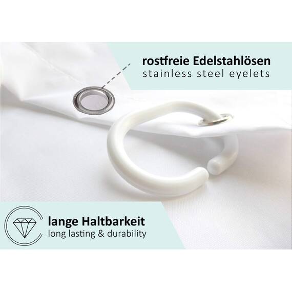 arteneur® - Schmetterlinge - Anti-Schimmel Duschvorhang 120x200 - Recycelt mit Öko-Tex Standard 100 - Beschwerter Saum, Blickdicht, Wasserdicht, Waschbar, 8 Haken & E-Book