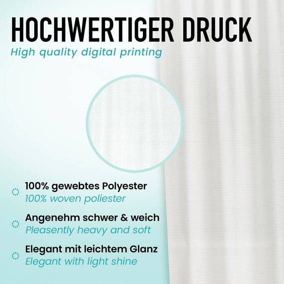 arteneur® - Premium Duschvorhang 180x180 – Antischimmel Duschvorhang Weiß mit Struktur-Stoff, Blickdicht, Wasserdicht, Waschbar & inkl. E-Book & Ringe (Schnee Weiß)