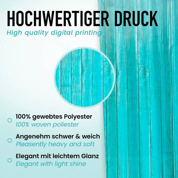 arteneur® - Holz Türkis - Anti-Schimmel Duschvorhang 120x200 - Recycelt mit Öko-Tex Standard 100 - Beschwerter Saum, Blickdicht, Wasserdicht, Waschbar, 8 Ringe & E-Book mit Reinigungs-Tipps
