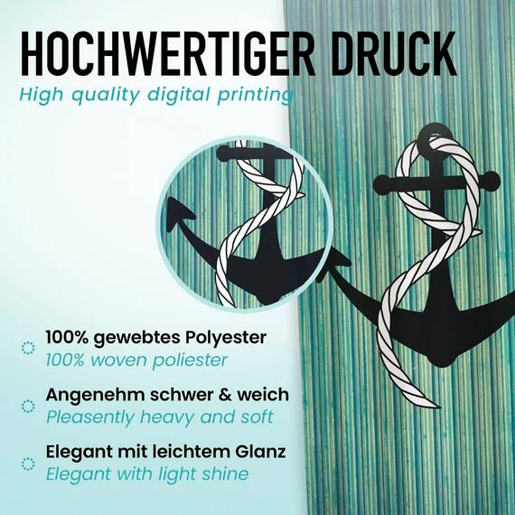 arteneur® - Anker - Anti-Schimmel Duschvorhang 120x200 - Recycelt mit Öko-Tex Standard 100 - Beschwerter Saum, Blickdicht, Wasserdicht, Waschbar, 8 Ringe & E-Book mit Reinigungs-Tipps
