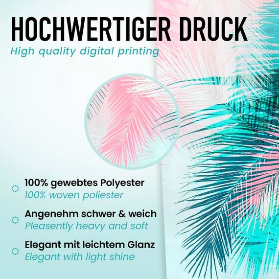 arteneur® - Palmenblätter - Anti-Schimmel Duschvorhang 120x200 - Recycelt mit Öko-Tex Standard 100 - Beschwerter Saum, Blickdicht, Wasserdicht, Waschbar, 8 Haken & E-Book