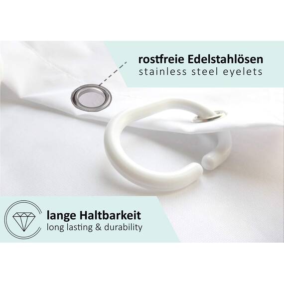 arteneur® - Unterwasser - Anti-Schimmel Duschvorhang 180x200 - Recycelt mit Öko-Tex Standard 100 - Beschwerter Saum, Blickdicht, Wasserdicht, Waschbar, 12 Ringe & E-Book mit Reinigungs-Tipps
