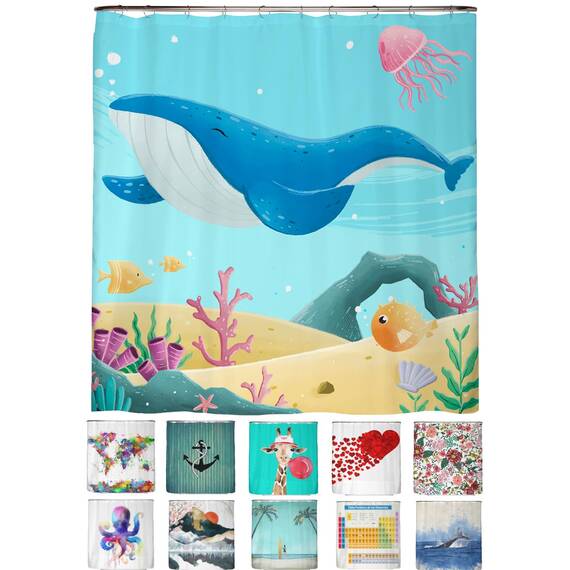 arteneur® - Tiefsee Tango - Anti-Schimmel Duschvorhang 180x200 - Recycelt mit Öko-Tex Standard 100 - Beschwerter Saum, Blickdicht, Wasserdicht, Waschbar, 12 Ringe in Grau & E-Book mit Reinigungs-Tipps