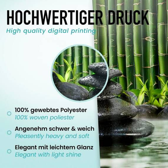 arteneur® - Bambus Spa - Anti-Schimmel Duschvorhang 180x200 - Recycelt mit Öko-Tex Standard 100 - Beschwerter Saum, Blickdicht, Wasserdicht, Waschbar, 12 Ringe in Grün & E-Book mit Reinigungs-Tipps