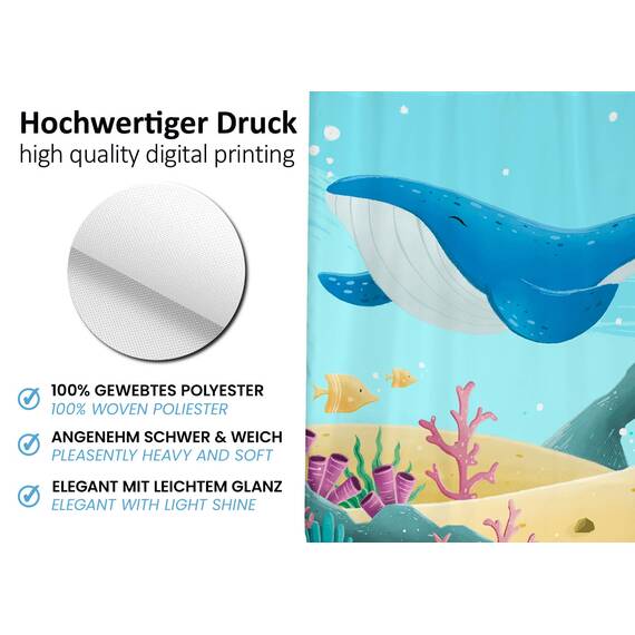 arteneur® - Tiefsee Tango - Anti-Schimmel Duschvorhang 180x200 - Recycelt mit Öko-Tex Standard 100 - Beschwerter Saum, Blickdicht, Wasserdicht, Waschbar, 12 Ringe in Grau & E-Book mit Reinigungs-Tipps