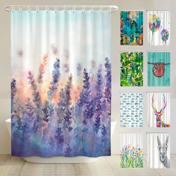 arteneur® - Lavendel - Anti-Schimmel Duschvorhang 180x200 - Recycelt mit Öko-Tex Standard 100 - Beschwerter Saum, Blickdicht, Wasserdicht, Waschbar, 12 Ringe & E-Book