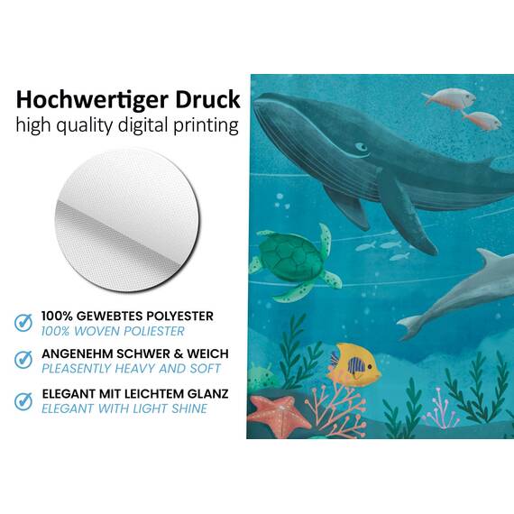 arteneur® - Unterwasser - Anti-Schimmel Duschvorhang 180x200 - Recycelt mit Öko-Tex Standard 100 - Beschwerter Saum, Blickdicht, Wasserdicht, Waschbar, 12 Ringe & E-Book mit Reinigungs-Tipps