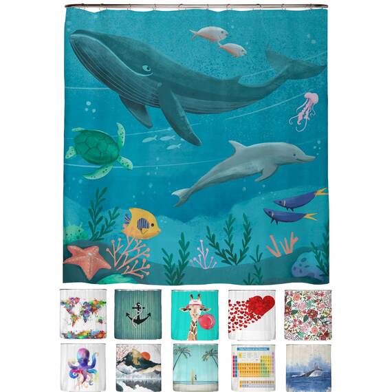 arteneur® - Unterwasser - Anti-Schimmel Duschvorhang 180x200 - Recycelt mit Öko-Tex Standard 100 - Beschwerter Saum, Blickdicht, Wasserdicht, Waschbar, 12 Ringe & E-Book mit Reinigungs-Tipps