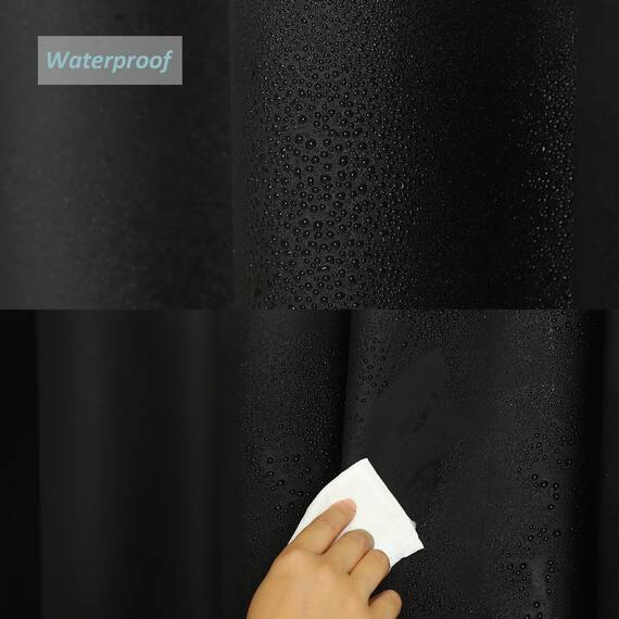 WellColor Duschvorhang, strapazierfähig, PEVA, mit 3 Gewichten, 183 x 165 cm, Schwarz