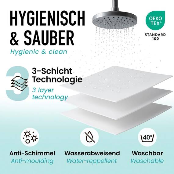 arteneur® - Hängende Blätter - Anti-Schimmel Duschvorhang 200x220 - Recycelt mit Öko-Tex Standard 100 - Beschwerter Saum, Blickdicht, Wasserdicht, Waschbar, 12 Ringe & E-Book