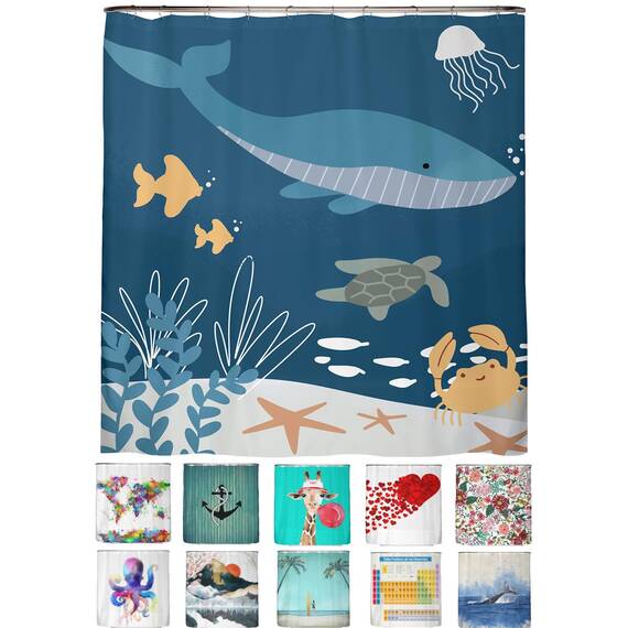 arteneur® - Wasserwelt Blau - Anti-Schimmel Duschvorhang 180x200 - Recycelt mit Öko-Tex Standard 100 - Beschwerter Saum, Blickdicht, Wasserdicht, Waschbar, 12 Ringe & E-Book mit Reinigungs-Tipps