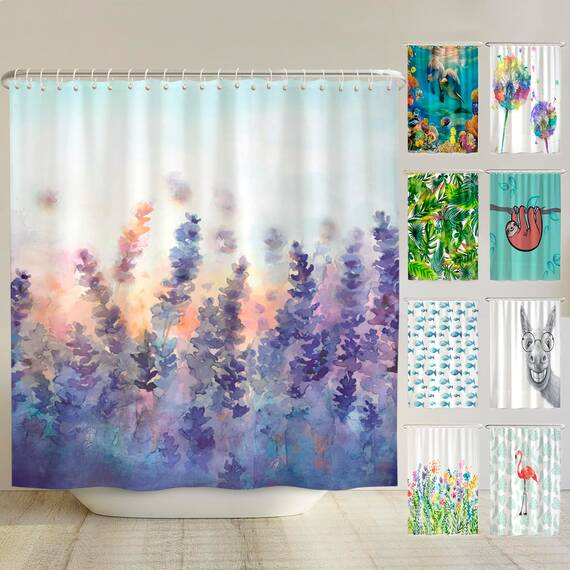 arteneur® - Lavendel - Anti-Schimmel Duschvorhang 240x200 - Recycelt mit Öko-Tex Standard 100 - Beschwerter Saum, Blickdicht, Wasserdicht, Waschbar, 16 Ringe & E-Book