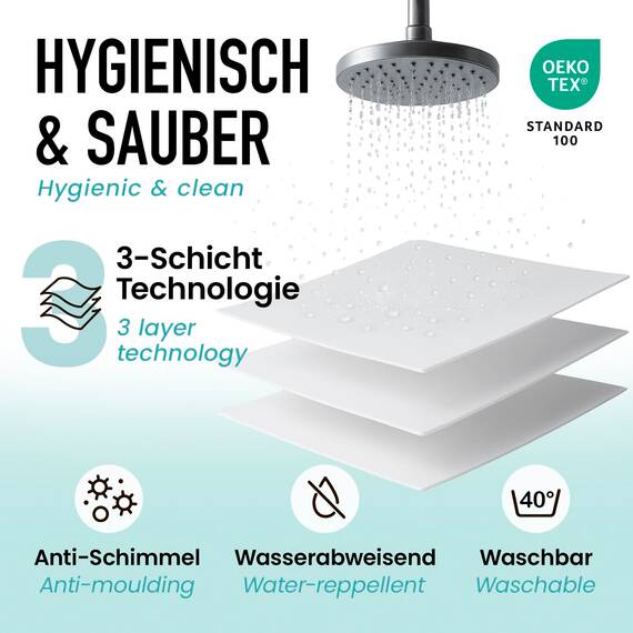 arteneur® - Tannenwald - Anti-Schimmel Duschvorhang 240x200 - Recycelt mit Öko-Tex Standard 100 - Beschwerter Saum, Blickdicht, Wasserdicht, Waschbar, 16 Ringe & E-Book mit Reinigungs-Tipps