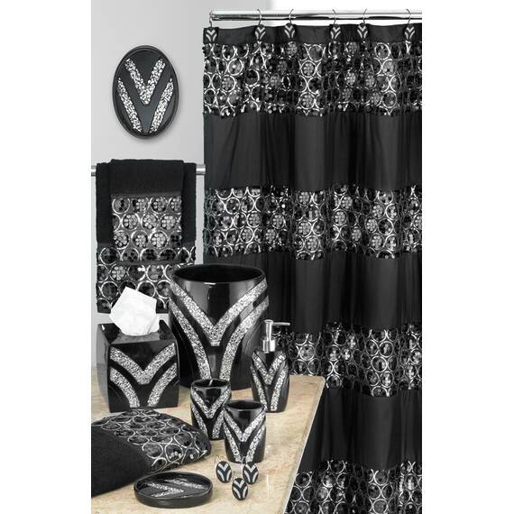 Popular Bath 838862 Duschvorhang, Sinatra Collection, Schwarz
