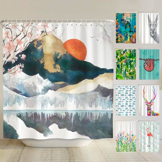 arteneur® - Japan - Anti-Schimmel Duschvorhang 240x200 - Recycelt mit Öko-Tex Standard 100 - Beschwerter Saum, Blickdicht, Wasserdicht, Waschbar, 16 Ringe & E-Book mit Reinigungs-Tipps