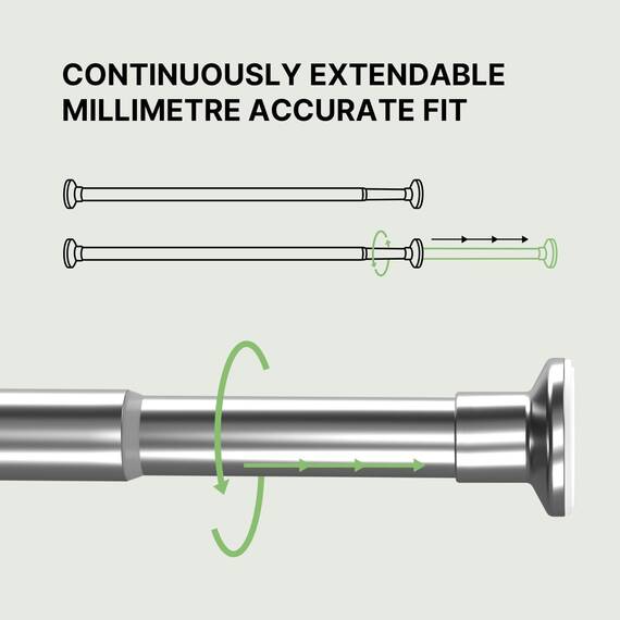 MEISENBERG Teleskopstange zum Klemmen 90-160cm, Silber, Ø 25 mm, Klemm Gardinenstange ohne Bohren - Vorhangstange Klemmstange für Fenster, Raumteiler und Küche