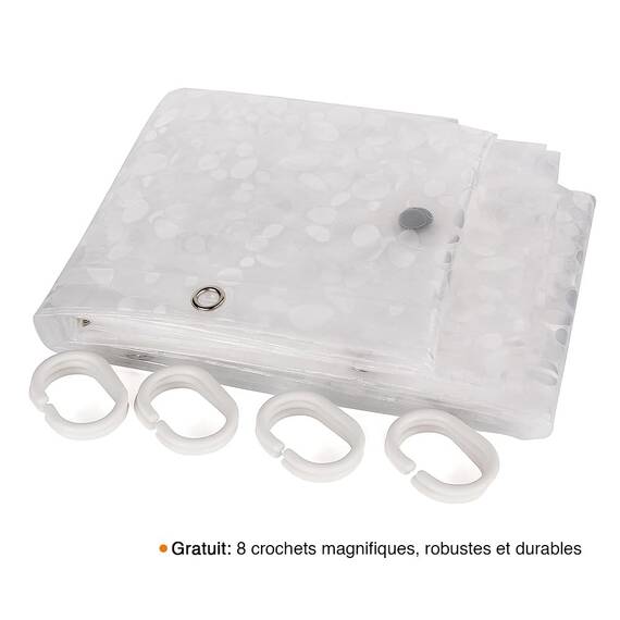 WELTRXE Duschvorhang Anti-Schimmel mit Gewicht Magnet unten, 0.2mm [120x200cm] Wasserdicht Antibakteriell Eva Vorhang für Dusche und Badewanne, 3D Steinmuster, inkl. 8 super Duschvorhangringen Kinder
