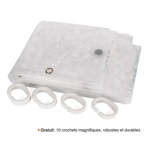 WELTRXE Duschvorhang Anti-Schimmel mit Gewicht Magnet unten, 150x180cm, Wasserdicht Antibakteriell Eva Vorhang für Dusche und Badewanne für Kinder, 3D Steinmuster, inkl. 10 Duschvorhangringen