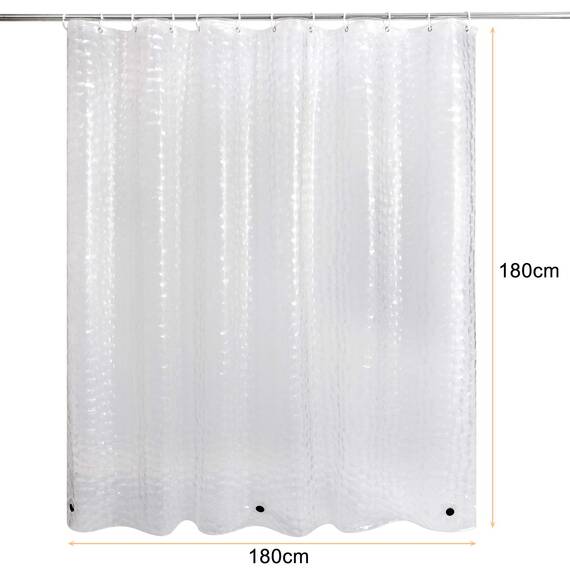 WELTRXE Duschvorhang Anti-Schimmel mit Gewicht Magnet unten, Transparent 3D Kubisch EVA Wasserdicht Antibakteriell Vorhang für Dusche und Badewanne, 0.15mm [180x180cm] mit 12 Duschvorhangringen Kinder
