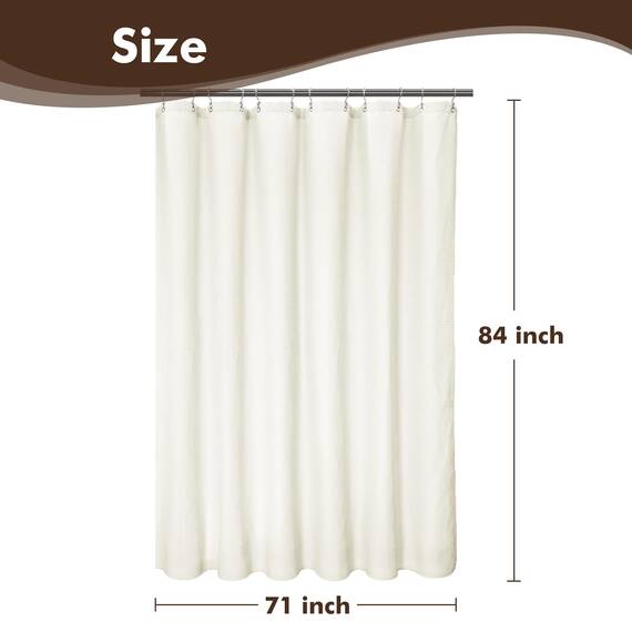 Barossa Design Extra Langer Duschvorhang mit Waffelmuster, 213,4 cm Höhe, Hotel, Luxus, Spa, wasserabweisend, 230 g/m², strapazierfähig, maschinenwaschbar, cremefarbenes Piqué-Muster, 180 x 213 cm