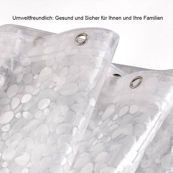 WELTRXE Duschvorhang 92x180cm für Schmale Dusche und Badewanne, Wasserdicht Antibakteriell Eva Vorhang Anti-Schimmel mit Gewicht Magnet Unten, 3D Steinmuster, Semitransparent, 0,15mm Dünn